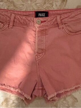 PAIGE Soft Pink Denim Cutoff Shorts